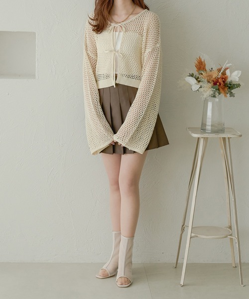 Ambre Neige(アンブルネージュ)の「2wayメランジメッシュトップス/WEB/EC限定商品(カーディガン/ボレロ・レディース・ベビーピンク/アイボリー/ダークブラウン/オレンジ・FREE)」の21枚目の写真