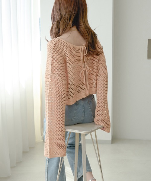 Ambre Neige(アンブルネージュ)の「2wayメランジメッシュトップス/WEB/EC限定商品(カーディガン/ボレロ・レディース・ベビーピンク/アイボリー/ダークブラウン/オレンジ・FREE)」の20枚目の写真