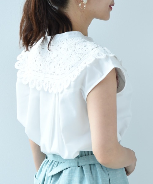 INTERPLANET（インタープラネット）の「ＴＣブロード襟レースブラウス（シャツ/ブラウス・レディース・オフホワイト/カーキ/ブラック・FREE）」の18枚目の写真