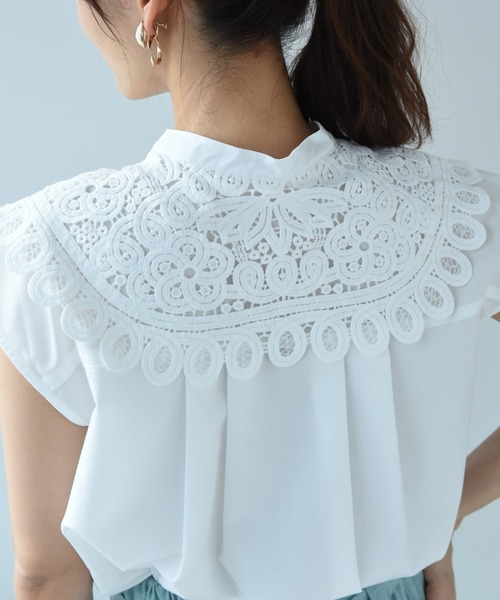 INTERPLANET（インタープラネット）の「ＴＣブロード襟レースブラウス（シャツ/ブラウス・レディース・オフホワイト/カーキ/ブラック・FREE）」の19枚目の写真