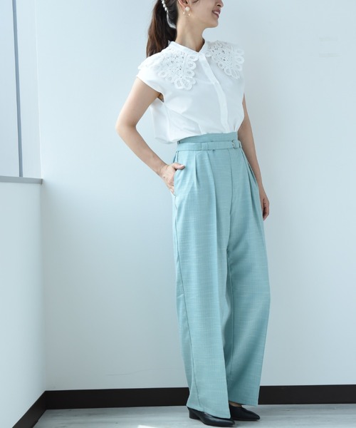 INTERPLANET（インタープラネット）の「ＴＣブロード襟レースブラウス（シャツ/ブラウス・レディース・オフホワイト/カーキ/ブラック・FREE）」の10枚目の写真