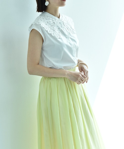 INTERPLANET（インタープラネット）の「ＴＣブロード襟レースブラウス（シャツ/ブラウス・レディース・オフホワイト/カーキ/ブラック・FREE）」の21枚目の写真