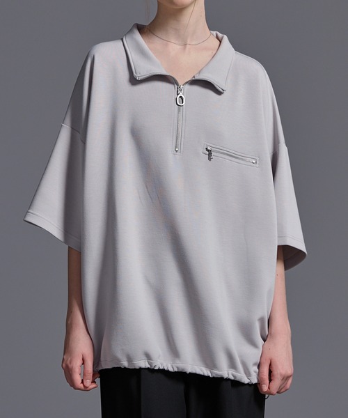 ドレープハイポンチ ギミックハーフジップTシャツ（Tシャツ/カットソー