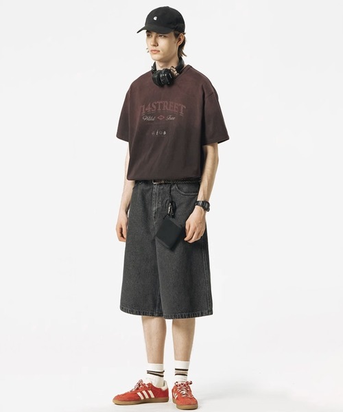ウォッシュ加工ヴィンテージ風フェードカラーTシャツ ピグメント