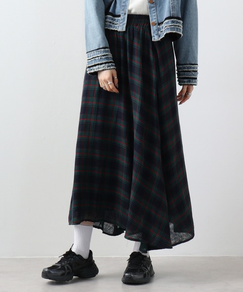 【セール】je crois soi ガーゼ生地 チェックスカート（スカート）｜FUNALIVE（ファンアライブ） 6,083円