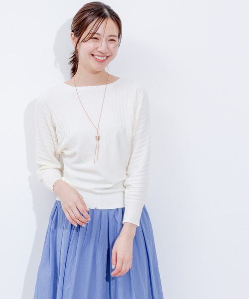 Jayro（ジャイロ）の「折り柄ドルマンスリーブニット（ニット/セーター・レディース・ブルー/ブラック/ライトグレー/ホワイト/ピンク・FREE）」の3枚目の写真