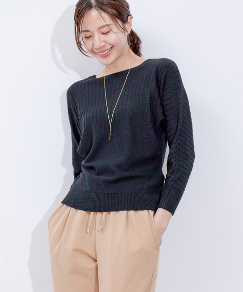 Jayro（ジャイロ）の「折り柄ドルマンスリーブニット（ニット/セーター・レディース・ブルー/ブラック/ライトグレー/ホワイト/ピンク・FREE）」の4枚目の写真