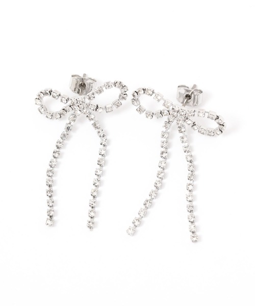 Heather（ヘザー）の「ラインストーンリボンピアス　118775（ピアス（両耳用）・レディース・ゴールド/シルバー・ONE SIZE）」の3枚目の写真