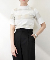 STYLEBLOCK | プレーティングチェックニットハーフスリーブプルオーバー(ニット/セーター)
