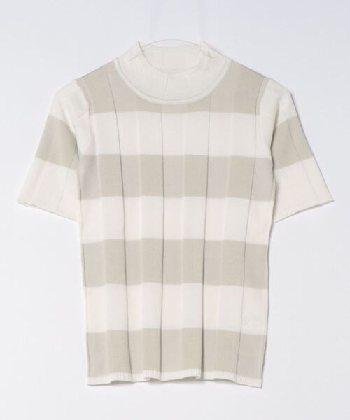 STYLEBLOCK（スタイルブロック）の「プレーティングチェックニットハーフスリーブプルオーバー（ニット/セーター・レディース・オフホワイト/オレンジ/ネイビー・M）」の8枚目の写真