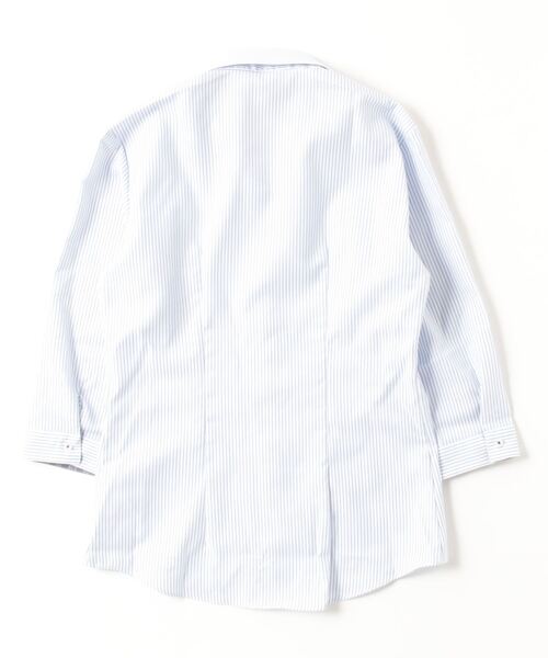 TOKYO SHIRTS(トウキョウシャツ)の「形態安定ノーアイロン スキッパー 7分袖ビジネスワイシャツ(ビジネスシャツ・レディース・ブルー・LL/M/L/XL/XS/S)」の4枚目の写真