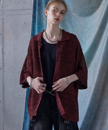SERACE(ZX)́ySERACEzOversize openwork short sleeve mesh cardigan / I[o[TCY҂ݔbVJ[fBK(J[fBK/{)
