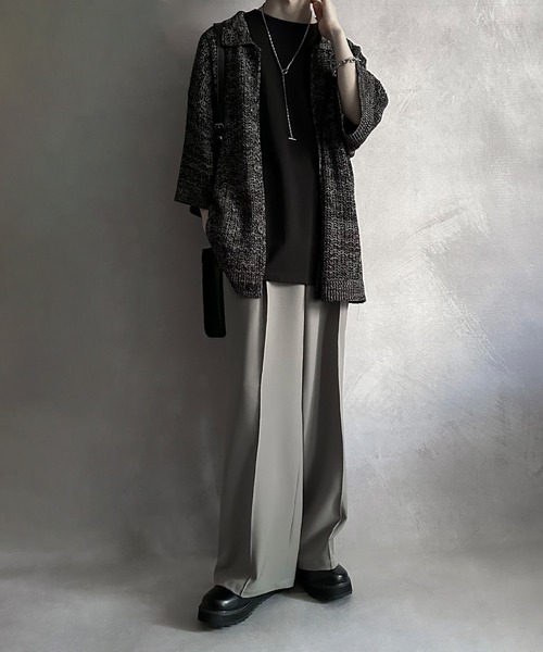 SERACE(セラス)の「【SERACE】Oversize openwork short sleeve mesh cardigan / オーバーサイズ透かし編み半袖メッシュカーディガン(カーディガン/ボレロ・メンズ・ライトグレー/ブラック/ブルー/レッド・M/L/S)」の11枚目の写真