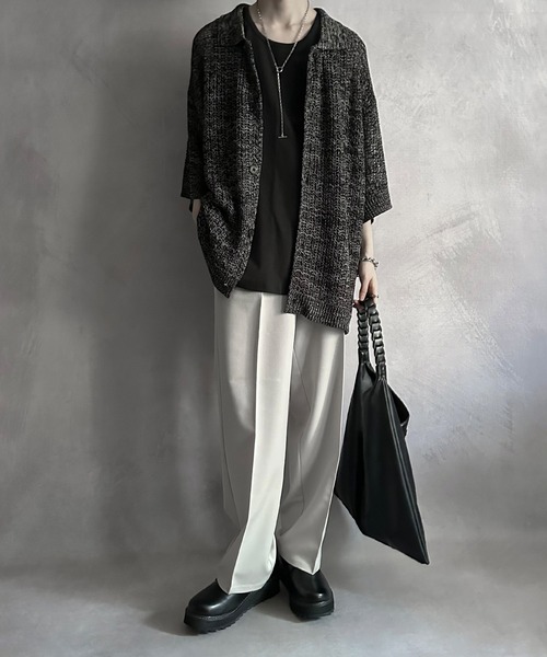 SERACE(セラス)の「【SERACE】Oversize openwork short sleeve mesh cardigan / オーバーサイズ透かし編み半袖メッシュカーディガン(カーディガン/ボレロ・メンズ・ライトグレー/ブラック/ブルー/レッド・M/L/S)」の16枚目の写真