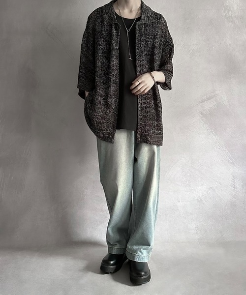 SERACE(セラス)の「【SERACE】Oversize openwork short sleeve mesh cardigan / オーバーサイズ透かし編み半袖メッシュカーディガン(カーディガン/ボレロ・メンズ・ライトグレー/ブラック/ブルー/レッド・M/L/S)」の17枚目の写真