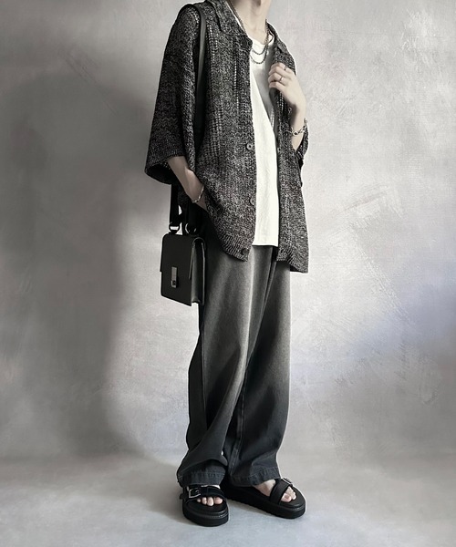 SERACE(セラス)の「【SERACE】Oversize openwork short sleeve mesh cardigan / オーバーサイズ透かし編み半袖メッシュカーディガン(カーディガン/ボレロ・メンズ・ライトグレー/ブラック/ブルー/レッド・M/L/S)」の18枚目の写真