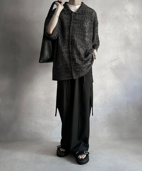 SERACE(セラス)の「【SERACE】Oversize openwork short sleeve mesh cardigan / オーバーサイズ透かし編み半袖メッシュカーディガン(カーディガン/ボレロ・メンズ・ライトグレー/ブラック/ブルー/レッド・M/L/S)」の19枚目の写真