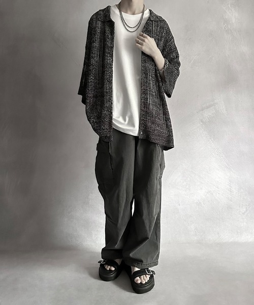 SERACE(セラス)の「【SERACE】Oversize openwork short sleeve mesh cardigan / オーバーサイズ透かし編み半袖メッシュカーディガン(カーディガン/ボレロ・メンズ・ライトグレー/ブラック/ブルー/レッド・M/L/S)」の20枚目の写真