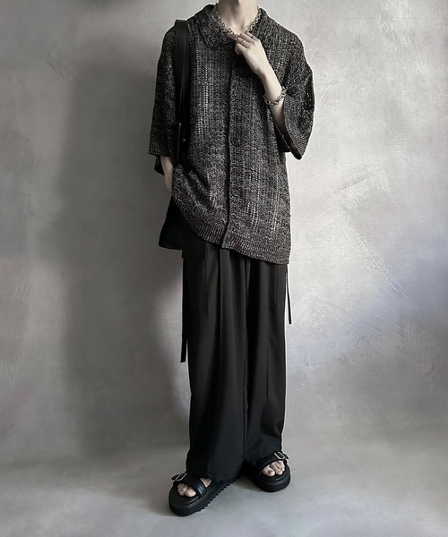 SERACE(セラス)の「【SERACE】Oversize openwork short sleeve mesh cardigan / オーバーサイズ透かし編み半袖メッシュカーディガン(カーディガン/ボレロ・メンズ・ライトグレー/ブラック/ブルー/レッド・M/L/S)」の21枚目の写真