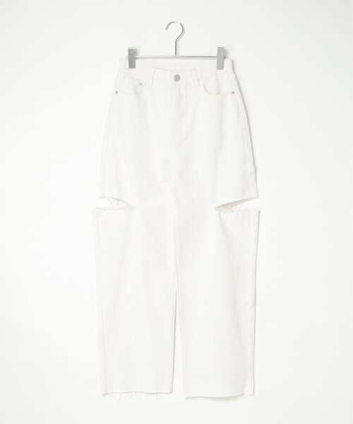 VENCEEXCHANGE（ヴァンスエクスチェンジ）の「ダメージデニム（デニムパンツ・レディース・ブラック/オフホワイト/ブルー系/ブルー・FREE）」の5枚目の写真