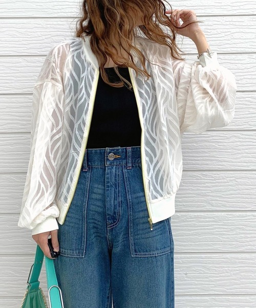 Q（キュー）の「シアージャガードリブブルゾン（ブルゾン・レディース・ブラック/ピンク/アイボリー・MEDIUM）」の2枚目の写真