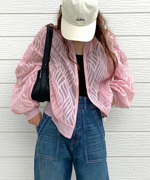 Q（キュー）の「シアージャガードリブブルゾン（ブルゾン・レディース・ブラック/ピンク/アイボリー・MEDIUM）」の22枚目の写真