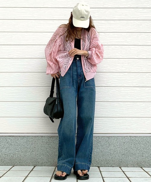 Q（キュー）の「シアージャガードリブブルゾン（ブルゾン・レディース・ブラック/ピンク/アイボリー・MEDIUM）」の10枚目の写真