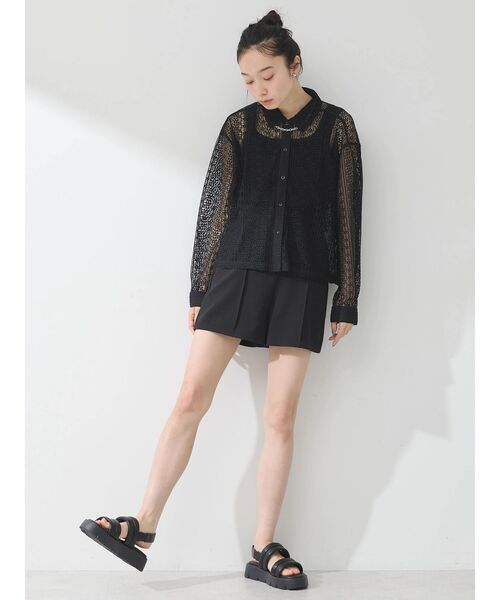 earth music&ecology（アースミュージックアンドエコロジー）の「シャーリングタンクトップ（インナーウェア/肌着・レディース・オフホワイト/ブラック/サックスブルー/ピンク/ベージュ・S/M）」の9枚目の写真