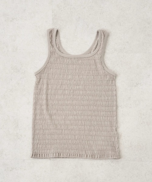 earth music&ecology（アースミュージックアンドエコロジー）の「シャーリングタンクトップ（インナーウェア/肌着・レディース・オフホワイト/ブラック/サックスブルー/ピンク/ベージュ・S/M）」の3枚目の写真