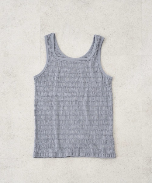 earth music&ecology（アースミュージックアンドエコロジー）の「シャーリングタンクトップ（インナーウェア/肌着・レディース・オフホワイト/ブラック/サックスブルー/ピンク/ベージュ・S/M）」の4枚目の写真