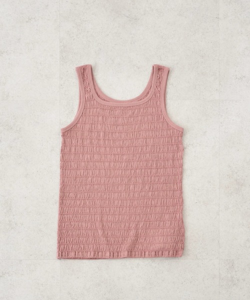 earth music&ecology（アースミュージックアンドエコロジー）の「シャーリングタンクトップ（インナーウェア/肌着・レディース・オフホワイト/ブラック/サックスブルー/ピンク/ベージュ・S/M）」の5枚目の写真