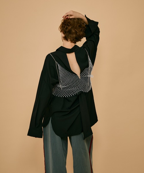 セール】ラインストーンメッシュビスチェ（キャミソール）｜uyu.（ウユ