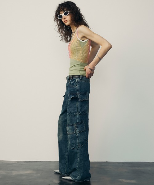 セール】ラインストーンメッシュビスチェ（キャミソール）｜uyu.（ウユ