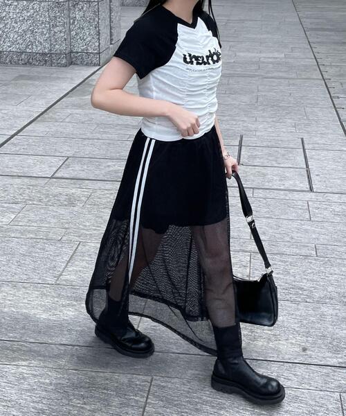 原宿 シースルートップス dazzlin wego セール】WEGO/シースルーシャツトップス/カラフルシアートップス