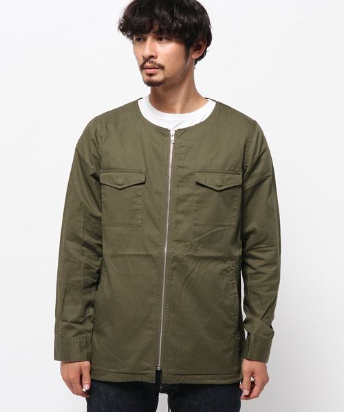 WEGO（ウィゴー）の「WEGO/ノーカラーショートモッズコート（ノーカラージャケット・メンズ・カーキ/ベージュ・LARGE/MEDIUM）」の5枚目の写真