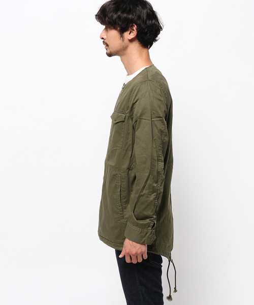 WEGO（ウィゴー）の「WEGO/ノーカラーショートモッズコート（ノーカラージャケット・メンズ・カーキ/ベージュ・LARGE/MEDIUM）」の6枚目の写真