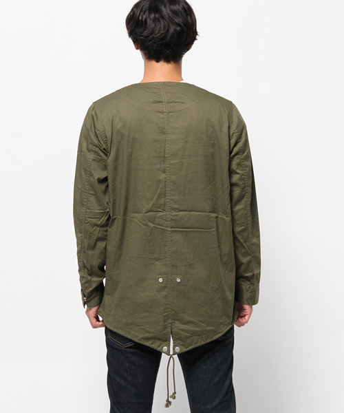 WEGO（ウィゴー）の「WEGO/ノーカラーショートモッズコート（ノーカラージャケット・メンズ・カーキ/ベージュ・LARGE/MEDIUM）」の7枚目の写真