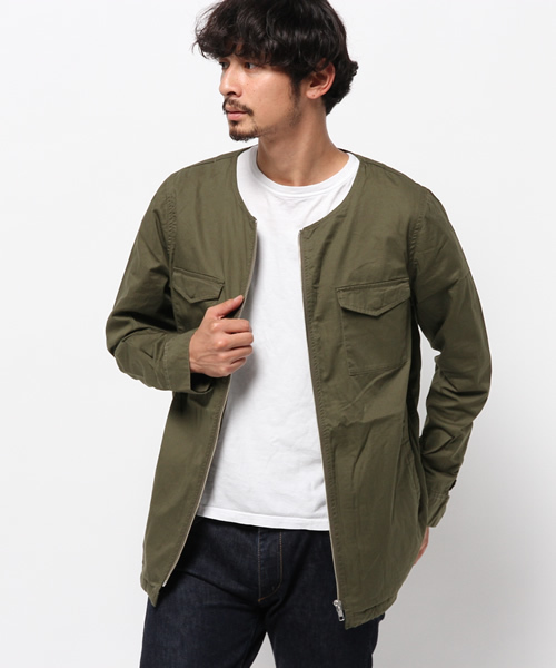 WEGO（ウィゴー）の「WEGO/ノーカラーショートモッズコート（ノーカラージャケット・メンズ・カーキ/ベージュ・LARGE/MEDIUM）」の12枚目の写真