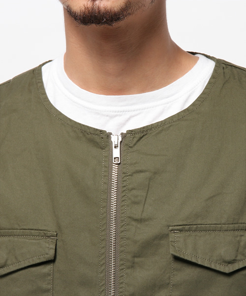 WEGO（ウィゴー）の「WEGO/ノーカラーショートモッズコート（ノーカラージャケット・メンズ・カーキ/ベージュ・LARGE/MEDIUM）」の13枚目の写真