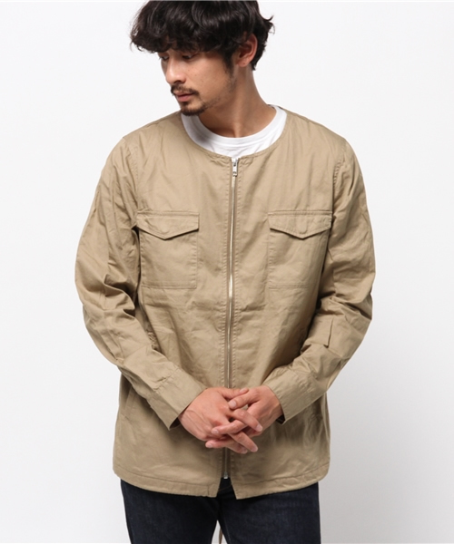 WEGO（ウィゴー）の「WEGO/ノーカラーショートモッズコート（ノーカラージャケット・メンズ・カーキ/ベージュ・LARGE/MEDIUM）」の3枚目の写真