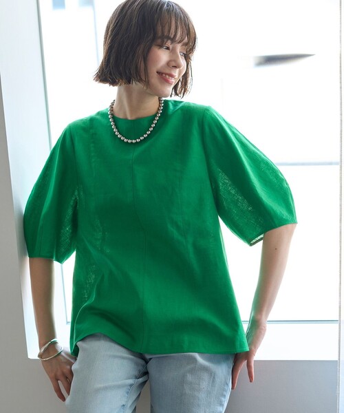 UNFILO(アンフィーロ)の「リネンレーヨン フォルムブラウス(シャツ/ブラウス・レディース・グリーン系/ブラック系/ホワイト系/グレー系・SMALL/MEDIUM)」の11枚目の写真