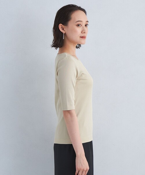 green label relaxing(グリーンレーベルリラクシング)の「ブライトリブ スクエア ネック プルオーバー カットソー(Tシャツ/カットソー・レディース・ナチュラル/ブラック/コバルトブルー・FREE)」の8枚目の写真