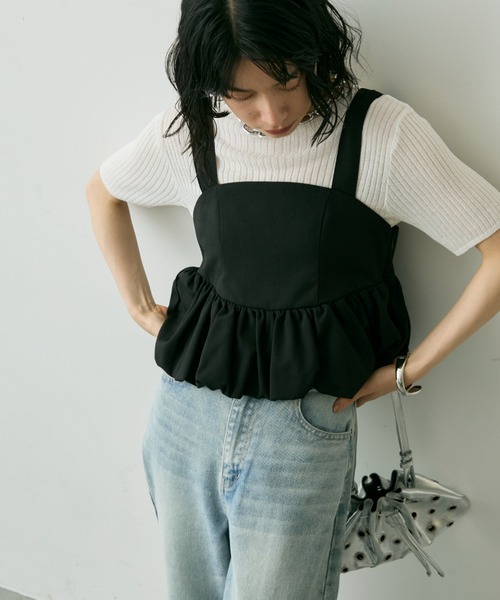 Shelly island（シェリーアイランド）の「バルーンキャミトップス（キャミソール・レディース・グレー/ブラック・FREE）」の21枚目の写真