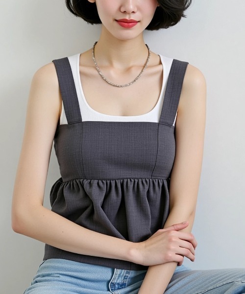 メゾンドルチェ　トップス　バルーンキャミ AZUL BY MOUSSY | フロントジップバルーンキャミ (キャミソール