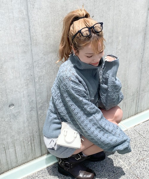 mily bilet(ミウィビレット)の「【mily bilet】カジュアルだけど可愛らしい。柄編みハーフジップニット(ニット/セーター・レディース・ブルー/オフホワイト/チャコールグレー・MEDIUM/LARGE/X-LARGE/SMALL)」の16枚目の写真
