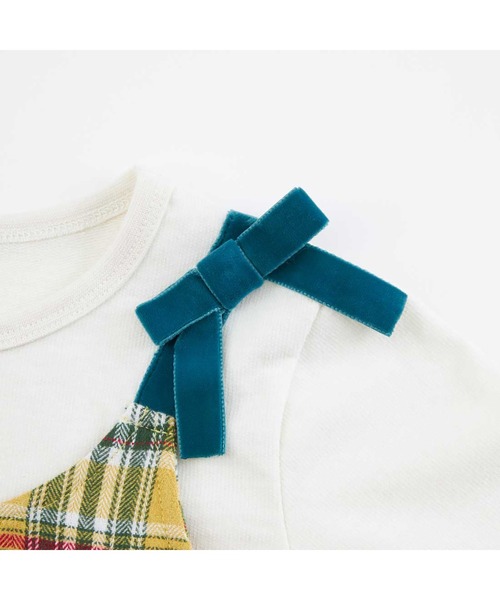 KP（ケーピー）の「チェック肩リボン付ドッキングチュニック(80～150)（チュニック・キッズ・マスタード/ブラック・150cm/140cm/130cm/120cm/110cm/100cm/90cm/80ｃｍ）」の7枚目の写真