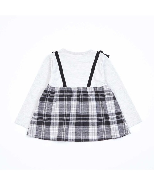 KP（ケーピー）の「チェック肩リボン付ドッキングチュニック(80～150)（チュニック・キッズ・マスタード/ブラック・150cm/140cm/130cm/120cm/110cm/100cm/90cm/80ｃｍ）」の3枚目の写真