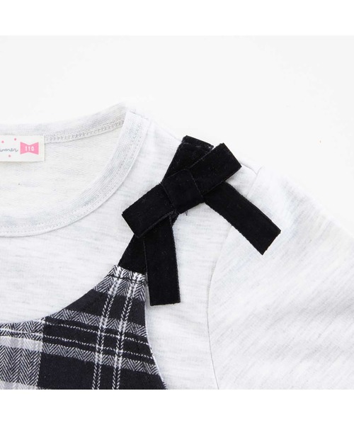 KP（ケーピー）の「チェック肩リボン付ドッキングチュニック(80～150)（チュニック・キッズ・マスタード/ブラック・150cm/140cm/130cm/120cm/110cm/100cm/90cm/80ｃｍ）」の5枚目の写真