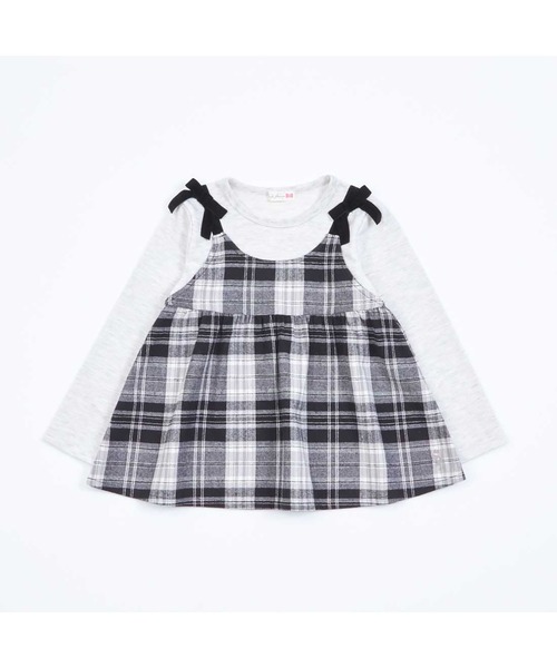 KP（ケーピー）の「チェック肩リボン付ドッキングチュニック(80～150)（チュニック・キッズ・マスタード/ブラック・150cm/140cm/130cm/120cm/110cm/100cm/90cm/80ｃｍ）」の10枚目の写真