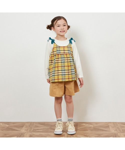 KP（ケーピー）の「チェック肩リボン付ドッキングチュニック(80～150)（チュニック・キッズ・マスタード/ブラック・150cm/140cm/130cm/120cm/110cm/100cm/90cm/80ｃｍ）」の11枚目の写真